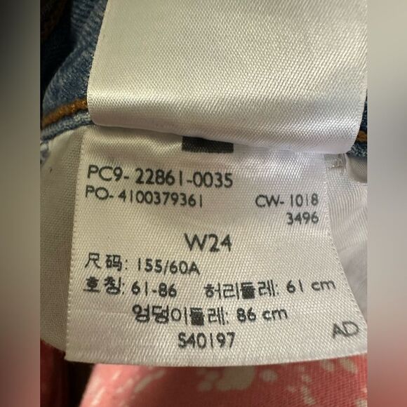 Levis Premium Wedgie Ankle Icon Blue Hi Rise Raw Hem Distressed Size 24 - Picture 15 of 15